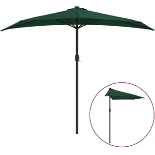 vidaXL Balkon-Sonnenschirm mit Alu-Mast Grün 270x144 cm Halbrund - Grün