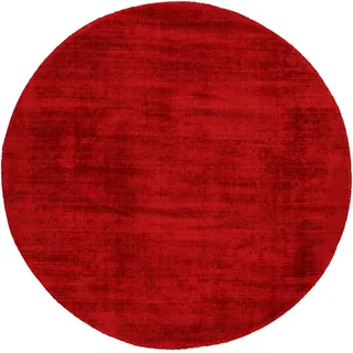 carpetfine Viskoseteppich Rund AVA Rot Ø 80 cm | Moderner Teppich für Wohn- und Schlafzimmer