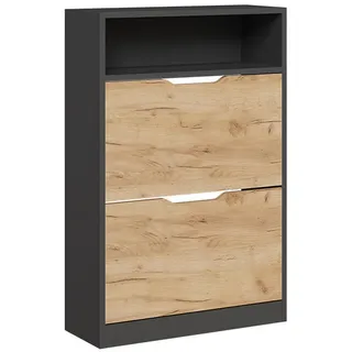 Vicco Schuhkipper Luca Anthrazit/Goldkraft Eiche 59 x 89.5 cm mit 2 Fächern , Anthrazit, Honigeiche , Holzwerkstoff , 3 Fächer , Rechteckig , 59x89.5x22 cm , Garderobe, Schuhaufbewahrung, Schuhkipper
