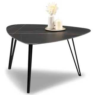 M2 Kollektion Liv 3 – Moderner Couchtisch 68x83x45 cm | Gesinterte Steinplatte & Metallgestell | Kratzfest, hitzebeständig & pflegeleicht | Dreieckiges Design mit abgerundeten Ecken