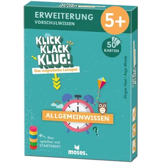 Moses Moses. klick Klack Klug! – Das magnetische Lernspiel für die Vorschule, Erweiterungsset mit Aufgaben zum Allgemeinwissen, pädagogisch geprüftes Spiel, für Kinder ab 5 Jahren