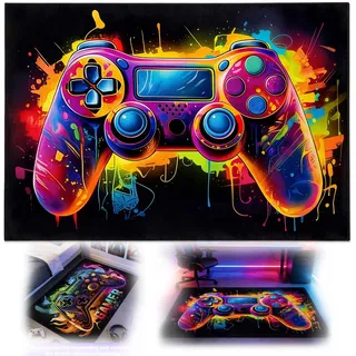 Nocecfi Gaming Teppich Game Controller Design, 80x120cm rutschfest Kristall-Samt Gamer Teppich, Neon Farben Gaming Zimmer Deko für Arkade, Schlafzimmer, Wohnzimmer-Sofa-Bereich, Kinderzimmer
