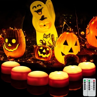 Litake Halloween Kürbis Lichter, 6pcs LED Kürbis Lights Helle und Flackernde Flammenlose Kerzen mit 2 Fernbedienungs und Timer,Jack O Lantern Lichter Batteriebetrieben für Halloween Deko