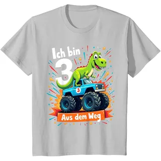 Kinder Ich Bin 3 Dinosaurier Monstertruck Kindergeburtstag T-Shirt