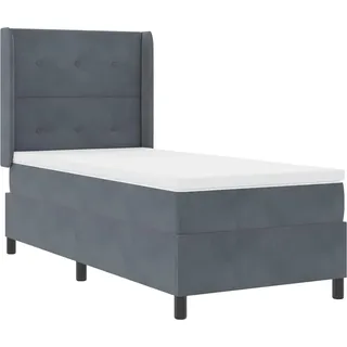 vidaXL Boxspringbett mit LED-Lichtleisten Dunkelgrau 90 x 200 cm Samt - Grau