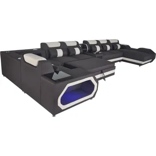 Design XXL Modern Leder Polster Ecke Couch Sofa Eck Wohnlandschaft Bett USB LED