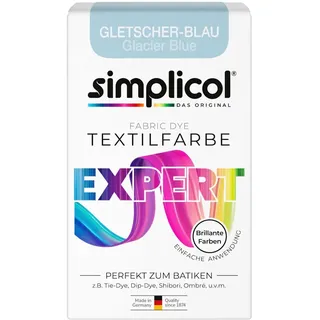 simplicol Textilfarbe expert Gletscher-Blau | Perfekt zum Batiken und für kreative DIY-Projekte | Einfache Anwendung | Farbpulver | 150 g