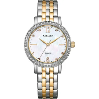 Citizen Quarzuhr Armbanduhr, Damenuhr, Edelstahlarmband, analog, silberfarben
