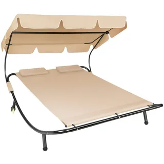 tectake Gartenliege Livorno,215 x 183 x 150 cm,schwarz/beige , Kunststoff , 185x175x195 cm , Gartenmöbel, Gartenliegen