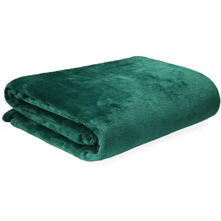homla Rote Fleecedecke Flauschig und Warm - für Couch Sofa und Bett Kuscheldecke Sofadecke Wohndecke - Pflegeleicht 150 x 200 cm Grün