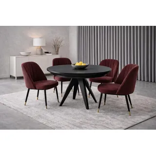 Kaiser Möbel VIGO runder moderner Loft-Klapptisch Schwarz 120cm - Schwarz