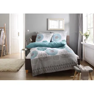 MY HOME Tesso Ornament Blau 200 x 200 cm + 80 x 80 cm