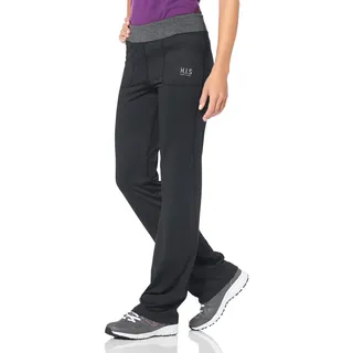 Leggings H.I.S "aus recyceltem Material", Damen, Gr. 42, N-Gr, schwarz n, gr (hose aus beständigem material), Obermaterial: 88% Polyester, 12% Elasthan, bootcut fit lang, Hosen Leggings, Bund mit Wickeloptik, Topseller