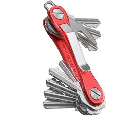 KeySmart Rugged - Multifunktions-Schlüsselhalter, Schlüsselorganisator mit Flaschenöffner und Taschenclip (bis zu 14 Schlüssel, Rot)