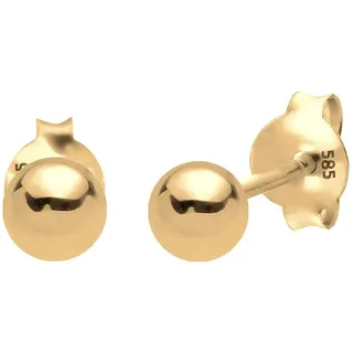 Elli PREMIUM Ohrringe Damen Ohrstecker Kugel Geo Basic Minimal Edel Filigran in 585 Gelbgold