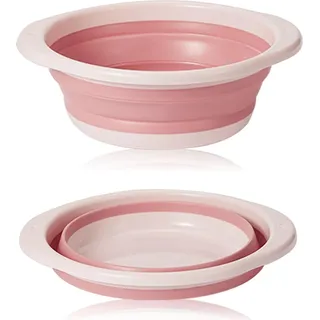 Faltbare Spülschüssel - Große multifunktionale runde Schüssel für Gemüse und Geschirr - Rosa - Große faltbare Spülschüssel