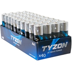 Tyzon® AA Alkalibatterien, 40 Stück – Langlebig & Leistungsstark, Ideal für Haushalts- und Elektronikgeräte