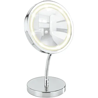 Wenko LED Kosmetik Schmink Spiegel Make UP Stand3fach Vergrößerung Brolo - Silber