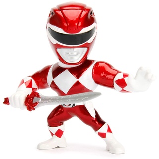 Jada Toys Power Ranger Red Ranger Figur, 10 cm, Die-cast, Sammelfigur, rot