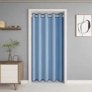 Icegrey Türvorhang Thermo Kälteschutz Dicke Verdunklungsvorhänge, Ösenvorhang Winter Blickdicht Schlafzimmer Gardinen Wärmeisolierend, Hellblau