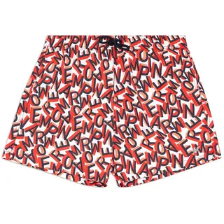 EMPORIO ARMANI Herren Mid Boxer Badehose, Small Ea Whit/Orange, XL