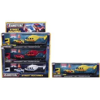 Autotransporter Fahrzeug mit Rennwagen und Hubschrauber Street Machines TEAMSTERZ 1377033 p48 mix Preis pro 1 Stück