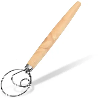 ds. distinctive style Dänischer Teigbesen 33 cm Edelstahl 304 Holländischer Brotbesen Sauerteigrührstab mit Holzgriff
