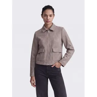 Kurzjacke ONLY "ONLVELA ZIP SHORT JACKET OTW", Damen, Gr. XL, grau (taupe gray detail:melange), Web, Obermaterial: 92% Polyester, 8% Viskose, meliert, hüftlang, Jacken Kurzjacke