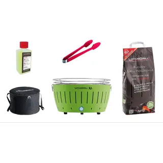 LotusGrill XL Starter-Set XL Grill Limettengrün mit USB-Anschluß 5 teilig - Grün