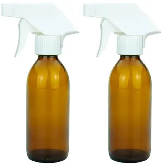 mikken 2 Sprühflaschen 200 ml Glas braun für Wasser, Reinigungsmittel, Haarpflege, Pflanzen, etc