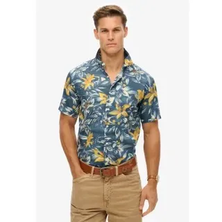 Superdry für Herren. M4010947A Blaues Hemd mit Hawaii-Print (XL), Lässig, Modal, Kurzarm