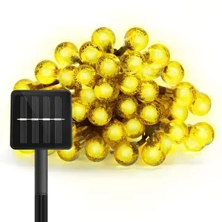 Solar-Lichterkette für den Außenbereich, 12 m, 50 LEDs, Weihnachtsbeleuchtung, Outdoor, Solar-Lichterkette mit 8 Modi, 2700 K, IP65, Solar-Lichterkette für Garten, Terrasse, Weihnachtsdeko, Blase