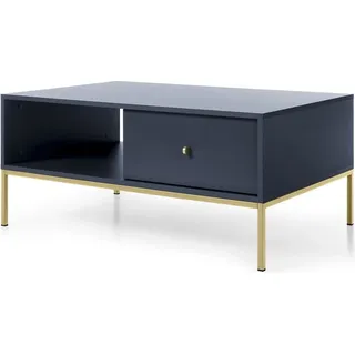 Furniture24 Couchtisch Mono Ml104 Kaffetisch 104 X 46 X 68 Cm Marineblau/Goldenes Gestell - Blau, Gold