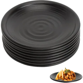 APOMOONS Melamin Teller Schwarz 8 Stück 15 cm, Kleine Teller für Dips Snacks Sushi Dessert, Bruchfestes Teller Set mit Matter Oberfläche für Haushalt Restaurant Buffet
