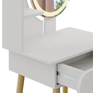 Vicco Schminktisch Edda Weiß 60 cm mit LED-Spiegel und Hocker, Model 41315 - Weiß
