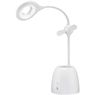 goobay LED Schreibtischleuchte mit Mini-Ventilator und Stiftebox