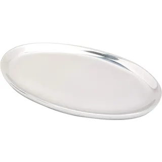 MaMeMi Kerzen-Teller/Kerzenuntersetzer oval [17x10 cm ] aus Aluminium glänzend poliert, silberfarben