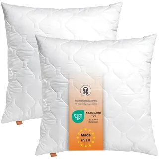sleepling 2er Set Kopfkissen 65x65 cm, Kissen, Bettkissen, Basic 100 | Füllung: Klimafaser, Nachfüllbar, Polster, Allergiker Pillow, Schlafkissen 65 x 65, 2 Stück, Waschbar, Made in EU, OEKO-TEX