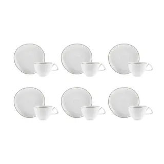 KARACA Streamline Middle Tee Cup Set für 6 Personen 200ml, Teetassen, Neuer Knochen, Kaffee, Teeservice, Mokka, Stilvoll Servieren, Kaffee, Tee und Kuchen bereiten