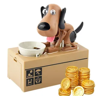YANGUN Hungriger Hund Spardose, Hundesparschwein, Hungrige Spardose Kinder Spardoses Hund Frisst Geld,Süße Hunde Stiehlt Münzen Wie Magische Münze Knabbert SpardoseGeburtstagsgeschenk für Kinder-Braun