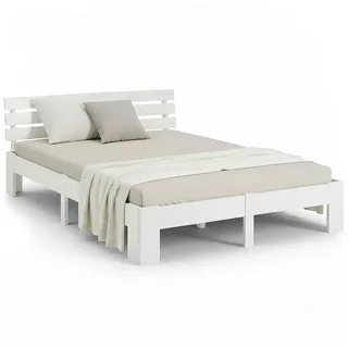 Homestyle4u Holzbett 180x200 Doppelbett mit Lattenrost Weiss Kiefer Massivholz - Weiß
