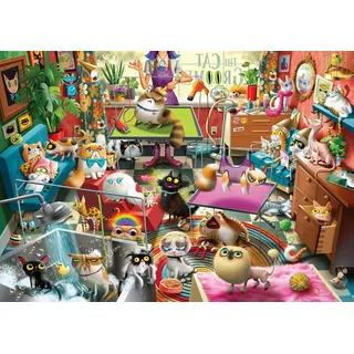 Ravensburger The Cat Groomer 1000-teiliges Puzzle — lustige Katzen-Spa-Szene von Dean Macadam — Premium-Puzzle für Erwachsene