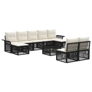 vidaXL Gartensofa-set 10 stk. Schwarz Poly-Rattan - Schwarz