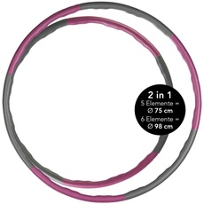 MAXXMEE Hula Hoop Reifen individuell verstellbar 2in1 75cm und 98cm | Reifen mit 6 Elementen zum individuellen Zusammenstecken je nach Größe und Können | Ideal für Anfänger und Profis