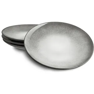 SPRINGLANE Teller 4er-Set - Geschirr Misty Cliff, Grau, Steingut Tafelservice - Grau