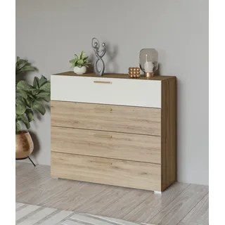 Home Affaire Schubkastenkommode »Bitry, Breite 100 cm, Sideboard mit Schubladen, viel Stauraum«, Mehrzweckschrank fühlbare Struktur, Holzoptik beige