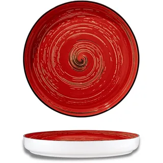 Wilmax Speiseteller 28 cm Porzellan, Essteller mit hohem Rand, Rot