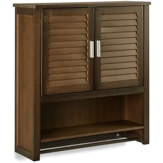 Relaxdays Hängeschrank LAMELL, dunkelbraun, Badschrank aus Bambus