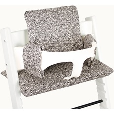 Ukje Kissen kompatibel mit Stokke Tripp Trapp - Weiches Sitzkissen für Säuglinge, Babys & Kleinkinder, Hochstuhlzubehör, Baumwollstoff-Einsatz, Handgefertigt in Europa (Leopard)
