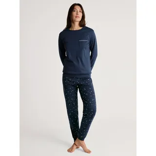 CALIDA Sweet Dreams Bündchen-Pyjama Peacoat Blue 48-50